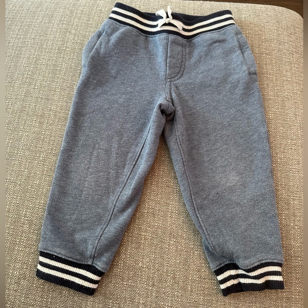Janie & Jack Blue Jogger Pants with White Striped Bands, 2T